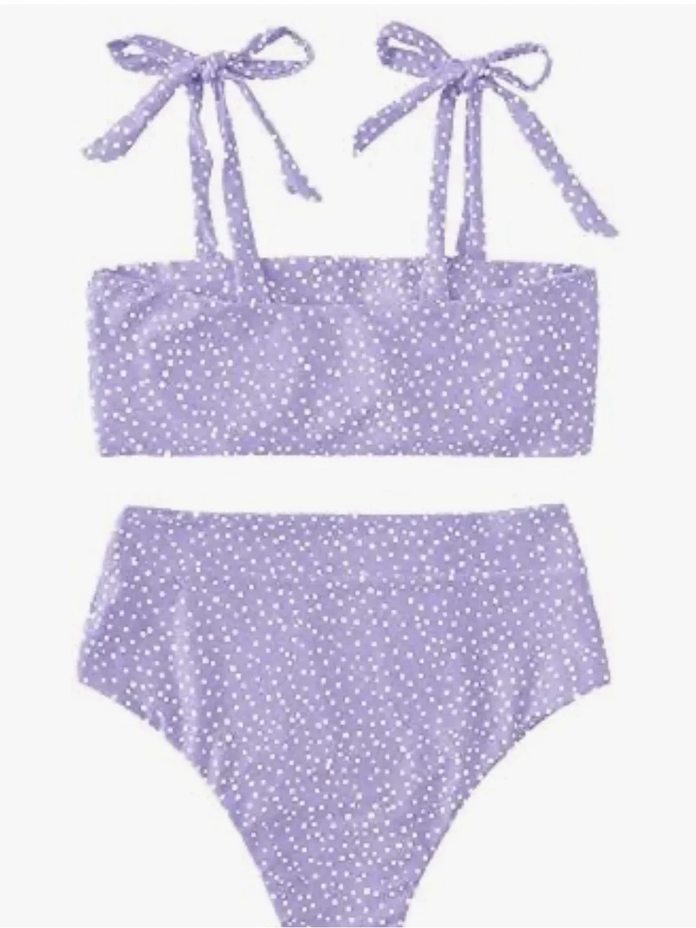 SHEIN Lavender Lilac Polka Dot Bikini Top Tie Strap Bandeau Medium